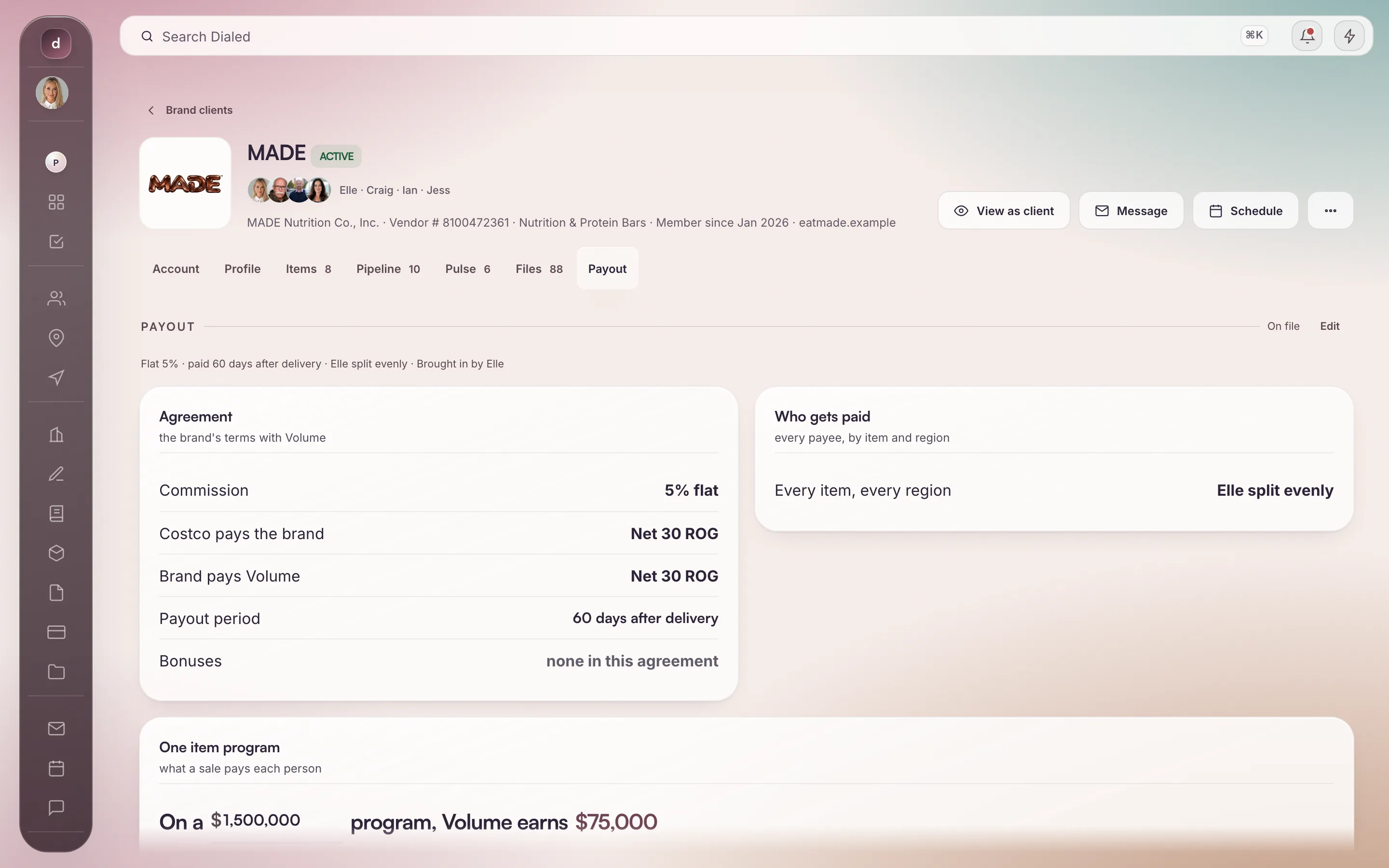 Who gets paid, in Dialed on a laptop