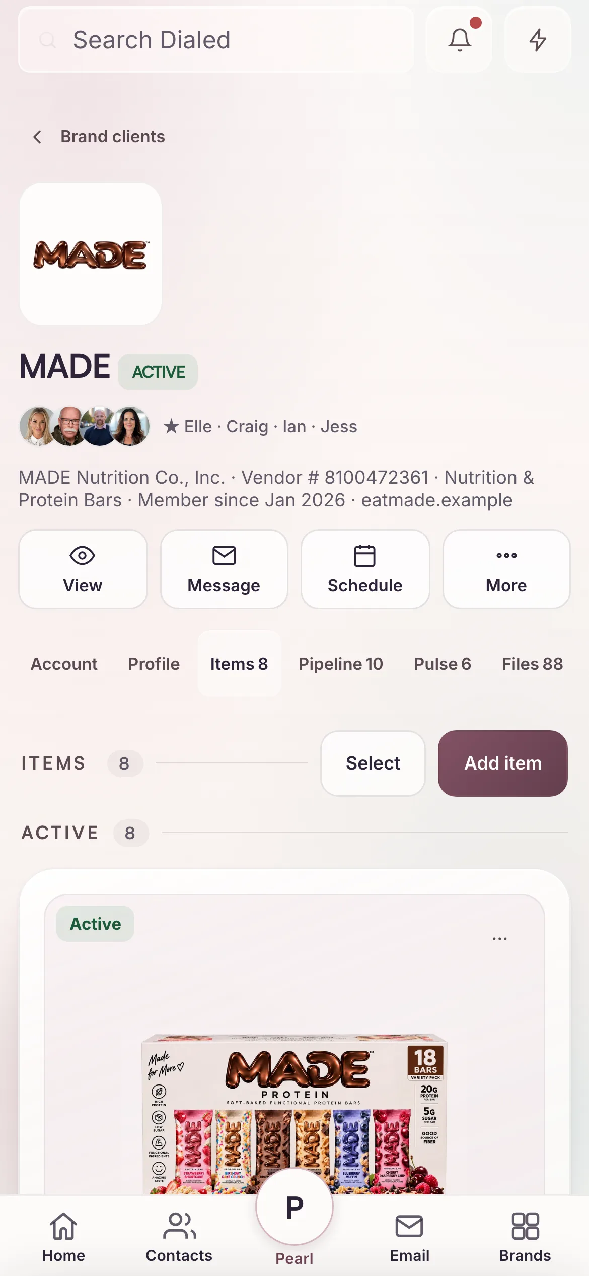 Items, in Dialed on a phone