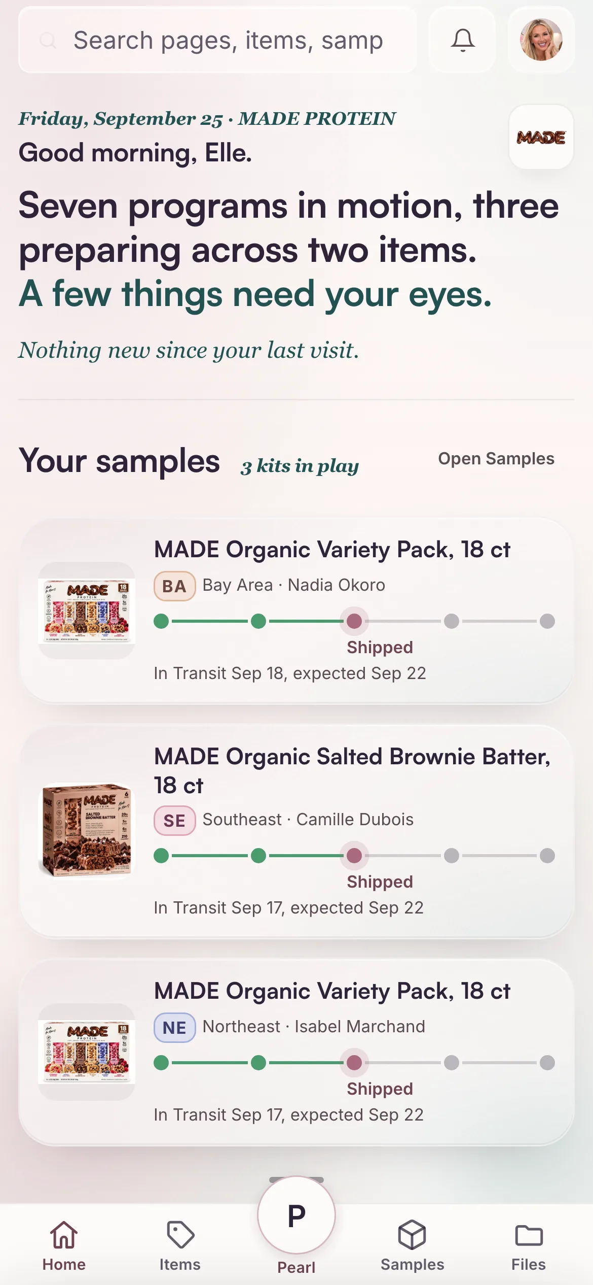 The brand side: the MADE dashboard on a phone